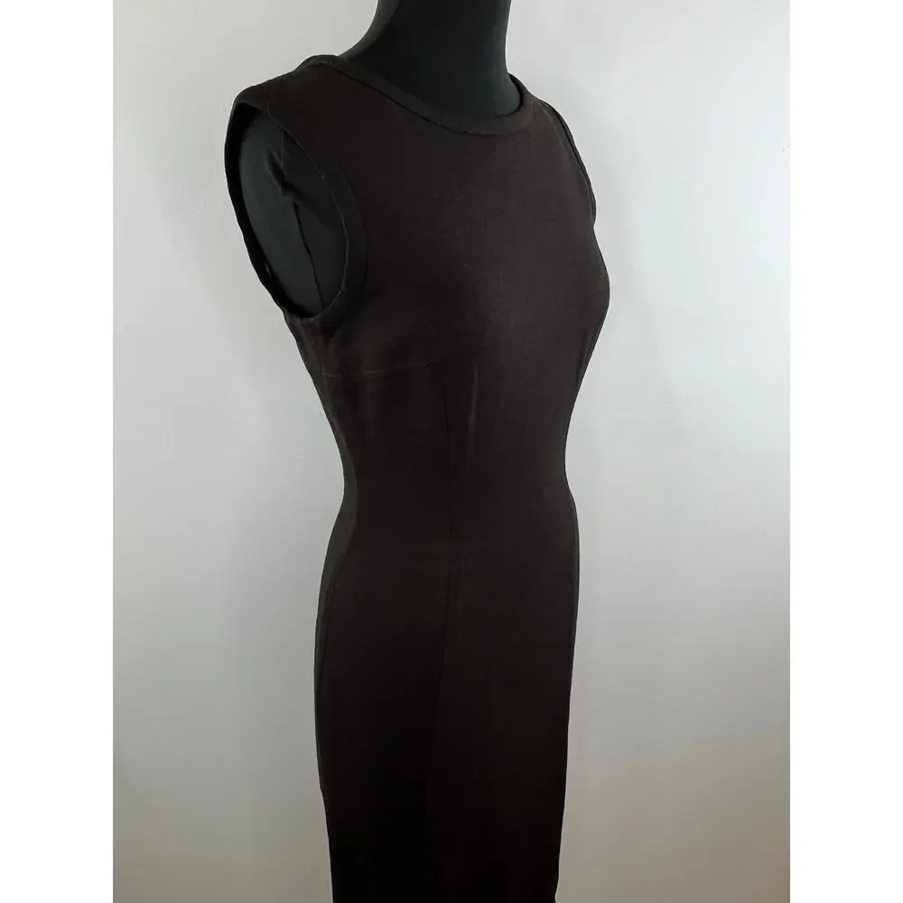 Yigal Azrouel Brown Sleeveless Round Neck Knee Length Women's Sheath Dress XS S